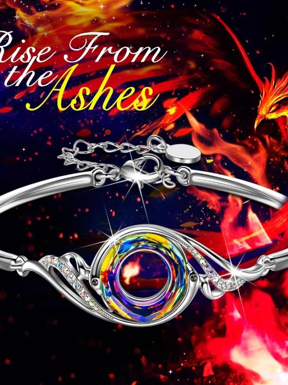 Rise From the Ashes Phoenix Adjustable Bangle Bracelet for Women | Made with Cry - Picture 2 of 6